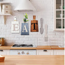 Turtle King Rustic Farmhouse Kitchen Wall Decor – ‘EAT’ Cutting Board Sign Set for Dining Room or Pantry – Vintage Wood Hanging Letters