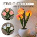 Turtle King LED Tulip Flower Night Light – Artificial Potted Plant Lamp for Bedroom, Living Room, or Desk – Soft Glow Decorative Accent Light for Home Decor