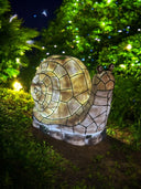 Turtle King Garden Snail Solar Light, Mosaic Glass Outdoor Decoration, LED Illuminated Statue
