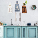 Turtle King Rustic Farmhouse Kitchen Wall Decor – ‘EAT’ Cutting Board Sign Set for Dining Room or Pantry – Vintage Wood Hanging Letters
