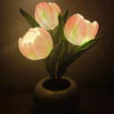 Turtle King LED Tulip Flower Night Light – Artificial Potted Plant Lamp for Bedroom, Living Room, or Desk – Soft Glow Decorative Accent Light for Home Decor