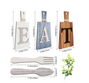 Turtle King Rustic Farmhouse Kitchen Wall Decor – ‘EAT’ Cutting Board Sign Set for Dining Room or Pantry – Vintage Wood Hanging Letters