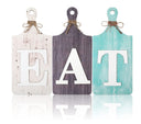 Turtle King Rustic Farmhouse Kitchen Wall Decor – ‘EAT’ Cutting Board Sign Set for Dining Room or Pantry – Vintage Wood Hanging Letters