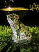 Turtle King Stained Glass Frog Garden Statue | Mosaic Frog Sculpture for Yard, Patio & Pond Decor