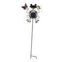 Turtle King Decorative Metal Garden Stake, Frog and Butterfly Design, Purple Flower Pattern, Outdoor Lawn Ornament