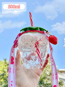 Turtle King Strawberry Shaped Tumbler with Straw – Cute Reusable Plastic Cup for Smoothies, Iced Drinks, and Summer Parties