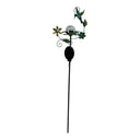 Solar Garden Stake with Hummingbird, Glass Globe and Metal Flowers, Decorative Yard Art
