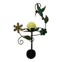 Solar Garden Stake with Hummingbird, Glass Globe and Metal Flowers, Decorative Yard Art
