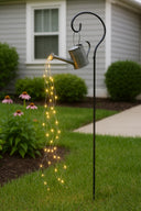 Solar LED Watering Can Garden Light Stake, Decorative Metal Waterfall String Lights, Outdoor Yard Art