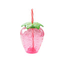 Turtle King Strawberry Shaped Tumbler with Straw – Cute Reusable Plastic Cup for Smoothies, Iced Drinks, and Summer Parties