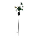 Solar Garden Stake with Hummingbird, Glass Globe and Metal Flowers, Decorative Yard Art