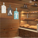 Turtle King Rustic Farmhouse Kitchen Wall Decor – ‘EAT’ Cutting Board Sign Set for Dining Room or Pantry – Vintage Wood Hanging Letters