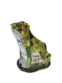 Turtle King Stained Glass Frog Garden Statue | Mosaic Frog Sculpture for Yard, Patio & Pond Decor