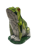 Turtle King Stained Glass Frog Garden Statue | Mosaic Frog Sculpture for Yard, Patio & Pond Decor