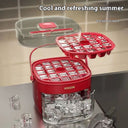 Turtle King One-Touch Ice Cube Tray with Storage Container – Easy Release Ice Maker Box with Lid – Quick Freeze Ice Bucket for Home, Kitchen, or Bar Use